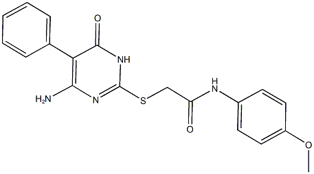 2-[(4-amino-6-oxo-5-phenyl-1,6-dihydro-2-pyrimidinyl)sulfanyl]-N-(4-methoxyphenyl)acetamide,723743-52-0,结构式