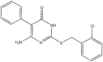 6-amino-2-[(2-chlorobenzyl)sulfanyl]-5-phenyl-4(3H)-pyrimidinone 结构式