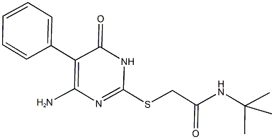 2-[(4-amino-6-oxo-5-phenyl-1,6-dihydro-2-pyrimidinyl)sulfanyl]-N-(tert-butyl)acetamide|