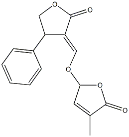 3-{[(4-methyl-5-oxo-2,5-dihydro-2-furanyl)oxy]methylene}-4-phenyldihydro-2(3H)-furanone Struktur