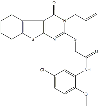 2-[(3-allyl-4-oxo-3,4,5,6,7,8-hexahydro[1]benzothieno[2,3-d]pyrimidin-2-yl)thio]-N-(5-chloro-2-methoxyphenyl)acetamide Struktur