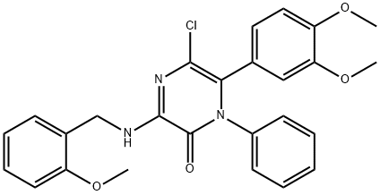 5-chloro-6-(3,4-dimethoxyphenyl)-3-[(2-methoxybenzyl)amino]-1-phenyl-2(1H)-pyrazinone 结构式