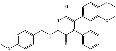 5-chloro-6-(3,4-dimethoxyphenyl)-3-[(4-methoxybenzyl)amino]-1-phenyl-2(1H)-pyrazinone,723744-65-8,结构式