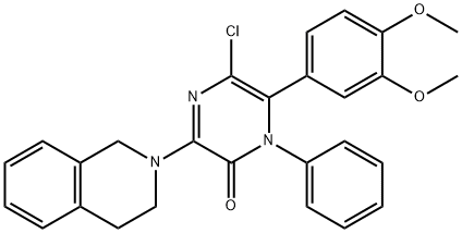 5-chloro-3-(3,4-dihydro-2(1H)-isoquinolinyl)-6-(3,4-dimethoxyphenyl)-1-phenyl-2(1H)-pyrazinone 结构式