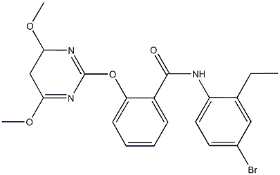 N-(4-bromo-2-ethylphenyl)-2-[(4,6-dimethoxy-4,5-dihydro-2-pyrimidinyl)oxy]benzamide 化学構造式
