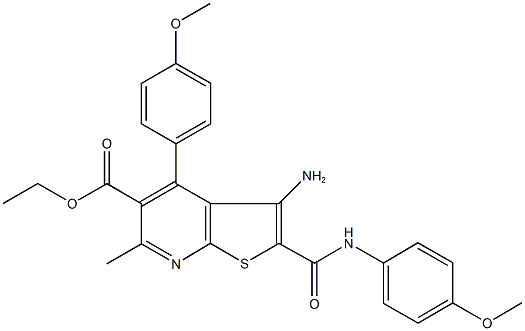 ethyl 3-amino-2-[(4-methoxyanilino)carbonyl]-4-(4-methoxyphenyl)-6-methylthieno[2,3-b]pyridine-5-carboxylate,723745-22-0,结构式