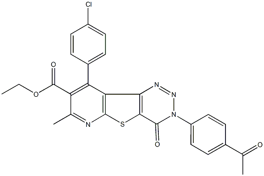 ethyl 3-(4-acetylphenyl)-9-(4-chlorophenyl)-7-methyl-4-oxo-3,4-dihydropyrido[3',2':4,5]thieno[3,2-d][1,2,3]triazine-8-carboxylate Structure