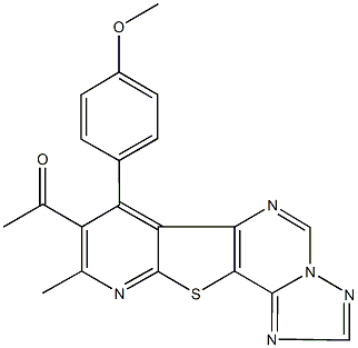 1-[7-(4-methoxyphenyl)-9-methylpyrido[3',2':4,5]thieno[2,3-e][1,2,4]triazolo[1,5-c]pyrimidin-8-yl]ethanone Struktur