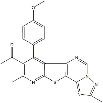 1-[7-(4-methoxyphenyl)-2,9-dimethylpyrido[3',2':4,5]thieno[2,3-e][1,2,4]triazolo[1,5-c]pyrimidin-8-yl]ethanone 结构式