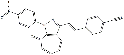 4-[2-(1-{4-nitrophenyl}-8-oxo-1,8-dihydrocyclohepta[c]pyrazol-3-yl)vinyl]benzonitrile Struktur