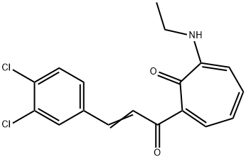 2-[3-(3,4-dichlorophenyl)acryloyl]-7-(ethylamino)-2,4,6-cycloheptatrien-1-one Struktur