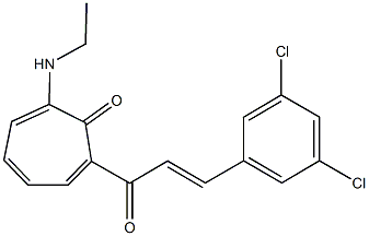 2-[3-(3,5-dichlorophenyl)acryloyl]-7-(ethylamino)-2,4,6-cycloheptatrien-1-one Structure