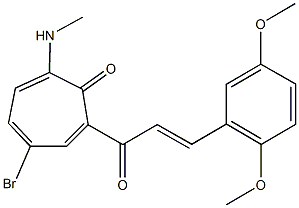 4-bromo-2-[3-(2,5-dimethoxyphenyl)acryloyl]-7-(methylamino)-2,4,6-cycloheptatrien-1-one,723746-41-6,结构式