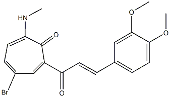 4-bromo-2-[3-(3,4-dimethoxyphenyl)acryloyl]-7-(methylamino)-2,4,6-cycloheptatrien-1-one,723746-42-7,结构式