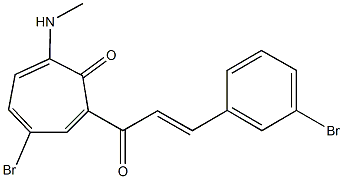 4-bromo-2-[3-(3-bromophenyl)acryloyl]-7-(methylamino)-2,4,6-cycloheptatrien-1-one Structure