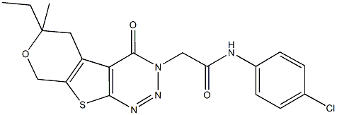 N-(4-chlorophenyl)-2-(6-ethyl-6-methyl-4-oxo-5,8-dihydro-4H-pyrano[4',3':4,5]thieno[2,3-d][1,2,3]triazin-3(6H)-yl)acetamide Struktur