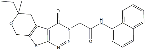 2-(6-ethyl-6-methyl-4-oxo-5,8-dihydro-4H-pyrano[4',3':4,5]thieno[2,3-d][1,2,3]triazin-3(6H)-yl)-N-(1-naphthyl)acetamide Struktur