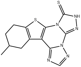 12-methyl-10,11,12,13-tetrahydro[1]benzothieno[3,2-e]di[1,2,4]triazolo[4,3-a:1,5-c]pyrimidin-7-yl hydrosulfide,723747-11-3,结构式