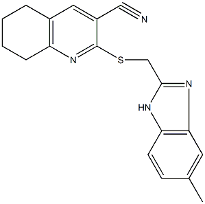 2-{[(5-methyl-1H-benzimidazol-2-yl)methyl]sulfanyl}-5,6,7,8-tetrahydro-3-quinolinecarbonitrile Structure