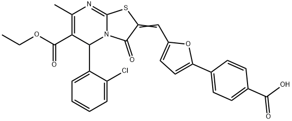 4-{5-[(5-(2-chlorophenyl)-6-(ethoxycarbonyl)-7-methyl-3-oxo-5H-[1,3]thiazolo[3,2-a]pyrimidin-2(3H)-ylidene)methyl]-2-furyl}benzoicacid|