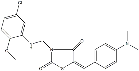 3-[(5-chloro-2-methoxyanilino)methyl]-5-[4-(dimethylamino)benzylidene]-1,3-thiazolidine-2,4-dione,723748-73-0,结构式