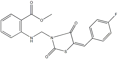 methyl2-({[5-(4-fluorobenzylidene)-2,4-dioxo-1,3-thiazolidin-3-yl]methyl}amino)benzoate 结构式