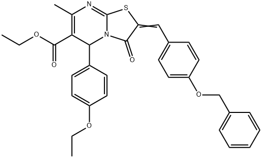 ethyl2-[4-(benzyloxy)benzylidene]-5-(4-ethoxyphenyl)-7-methyl-3-oxo-2,3-dihydro-5H-[1,3]thiazolo[3,2-a]pyrimidine-6-carboxylate Structure