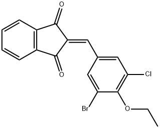 2-(3-bromo-5-chloro-4-ethoxybenzylidene)-1H-indene-1,3(2H)-dione 结构式