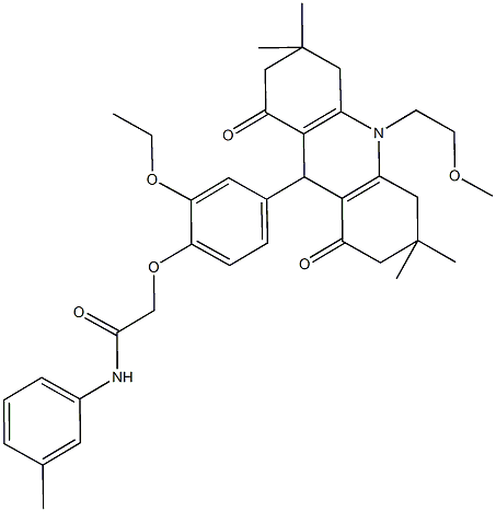 2-{2-ethoxy-4-[10-(2-methoxyethyl)-3,3,6,6-tetramethyl-1,8-dioxo-1,2,3,4,5,6,7,8,9,10-decahydro-9-acridinyl]phenoxy}-N-(3-methylphenyl)acetamide Structure