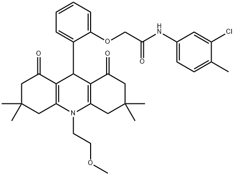 723749-31-3 N-(3-chloro-4-methylphenyl)-2-{2-[10-(2-methoxyethyl)-3,3,6,6-tetramethyl-1,8-dioxo-1,2,3,4,5,6,7,8,9,10-decahydro-9-acridinyl]phenoxy}acetamide