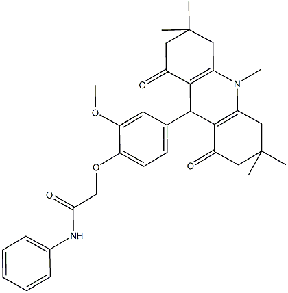 2-[2-methoxy-4-(3,3,6,6,10-pentamethyl-1,8-dioxo-1,2,3,4,5,6,7,8,9,10-decahydro-9-acridinyl)phenoxy]-N-phenylacetamide Structure