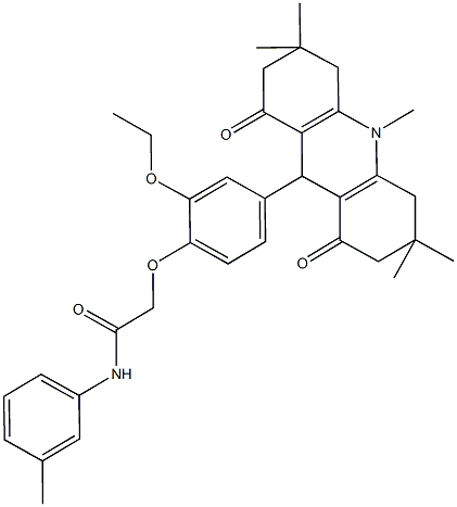 2-[2-ethoxy-4-(3,3,6,6,10-pentamethyl-1,8-dioxo-1,2,3,4,5,6,7,8,9,10-decahydro-9-acridinyl)phenoxy]-N-(3-methylphenyl)acetamide Structure