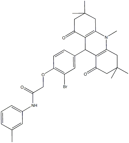 2-[2-bromo-4-(3,3,6,6,10-pentamethyl-1,8-dioxo-1,2,3,4,5,6,7,8,9,10-decahydro-9-acridinyl)phenoxy]-N-(3-methylphenyl)acetamide Structure