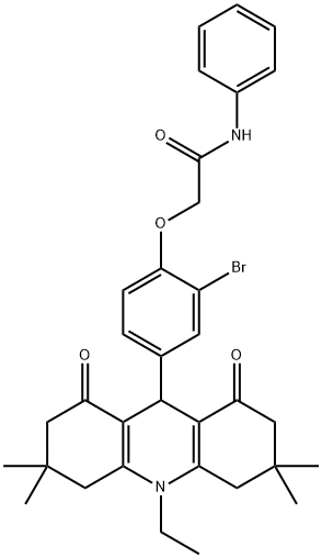 2-[2-bromo-4-(10-ethyl-3,3,6,6-tetramethyl-1,8-dioxo-1,2,3,4,5,6,7,8,9,10-decahydro-9-acridinyl)phenoxy]-N-phenylacetamide Structure