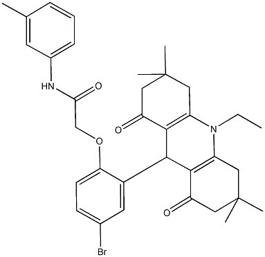 2-[4-bromo-2-(10-ethyl-3,3,6,6-tetramethyl-1,8-dioxo-1,2,3,4,5,6,7,8,9,10-decahydro-9-acridinyl)phenoxy]-N-(3-methylphenyl)acetamide Structure