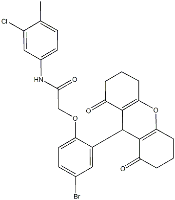 2-[4-bromo-2-(1,8-dioxo-2,3,4,5,6,7,8,9-octahydro-1H-xanthen-9-yl)phenoxy]-N-(3-chloro-4-methylphenyl)acetamide Structure