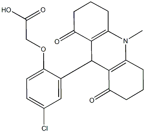 [4-chloro-2-(10-methyl-1,8-dioxo-1,2,3,4,5,6,7,8,9,10-decahydro-9-acridinyl)phenoxy]acetic acid,723750-16-1,结构式