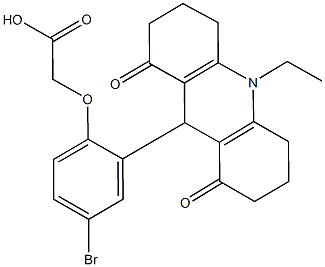 [4-bromo-2-(10-ethyl-1,8-dioxo-1,2,3,4,5,6,7,8,9,10-decahydro-9-acridinyl)phenoxy]acetic acid Structure