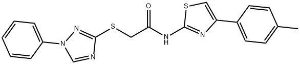 N-[4-(4-methylphenyl)-1,3-thiazol-2-yl]-2-[(1-phenyl-1H-1,2,4-triazol-3-yl)thio]acetamide 结构式