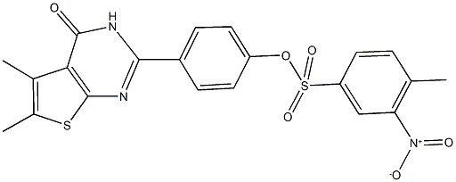 4-(5,6-dimethyl-4-oxo-3,4-dihydrothieno[2,3-d]pyrimidin-2-yl)phenyl3-nitro-4-methylbenzenesulfonate Structure