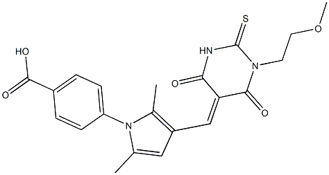 4-{3-[(1-(2-methoxyethyl)-4,6-dioxo-2-thioxotetrahydro-5(2H)-pyrimidinylidene)methyl]-2,5-dimethyl-1H-pyrrol-1-yl}benzoic acid 结构式