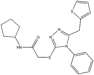 N-cyclopentyl-2-{[4-phenyl-5-(2-thienylmethyl)-4H-1,2,4-triazol-3-yl]thio}acetamide Struktur