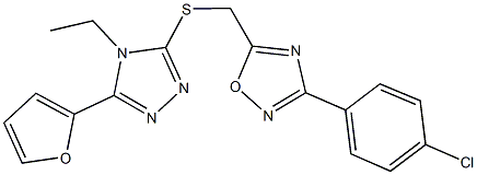 [3-(4-chlorophenyl)-1,2,4-oxadiazol-5-yl]methyl 4-ethyl-5-(2-furyl)-4H-1,2,4-triazol-3-yl sulfide 结构式
