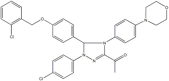 1-{5-{4-[(2-chlorobenzyl)oxy]phenyl}-1-(4-chlorophenyl)-4-[4-(4-morpholinyl)phenyl]-4,5-dihydro-1H-1,2,4-triazol-3-yl}ethanone Struktur