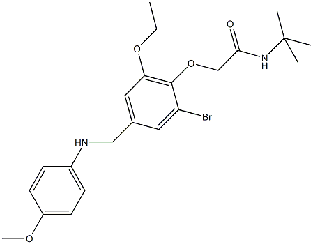 2-{2-bromo-6-ethoxy-4-[(4-methoxyanilino)methyl]phenoxy}-N-(tert-butyl)acetamide Structure