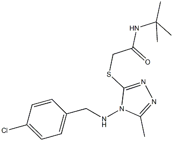 N-(tert-butyl)-2-({4-[(4-chlorobenzyl)amino]-5-methyl-4H-1,2,4-triazol-3-yl}sulfanyl)acetamide 化学構造式