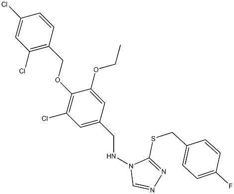 N-{3-chloro-4-[(2,4-dichlorobenzyl)oxy]-5-ethoxybenzyl}-N-{3-[(4-fluorobenzyl)sulfanyl]-4H-1,2,4-triazol-4-yl}amine 化学構造式