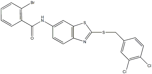 2-bromo-N-{2-[(3,4-dichlorobenzyl)sulfanyl]-1,3-benzothiazol-6-yl}benzamide Structure