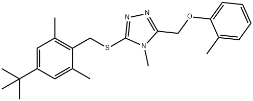 {5-[(4-tert-butyl-2,6-dimethylbenzyl)sulfanyl]-4-methyl-4H-1,2,4-triazol-3-yl}methyl 2-methylphenyl ether Structure