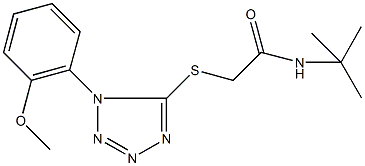 N-(tert-butyl)-2-{[1-(2-methoxyphenyl)-1H-tetraazol-5-yl]thio}acetamide 化学構造式